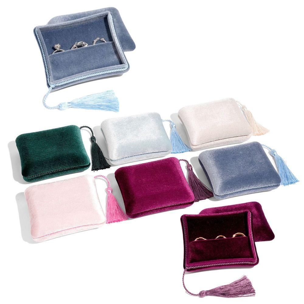 Tassels Jewelry Packing Bag Rings Necklace Earrings Storage Case Simple Square Jewelry Box  Gift