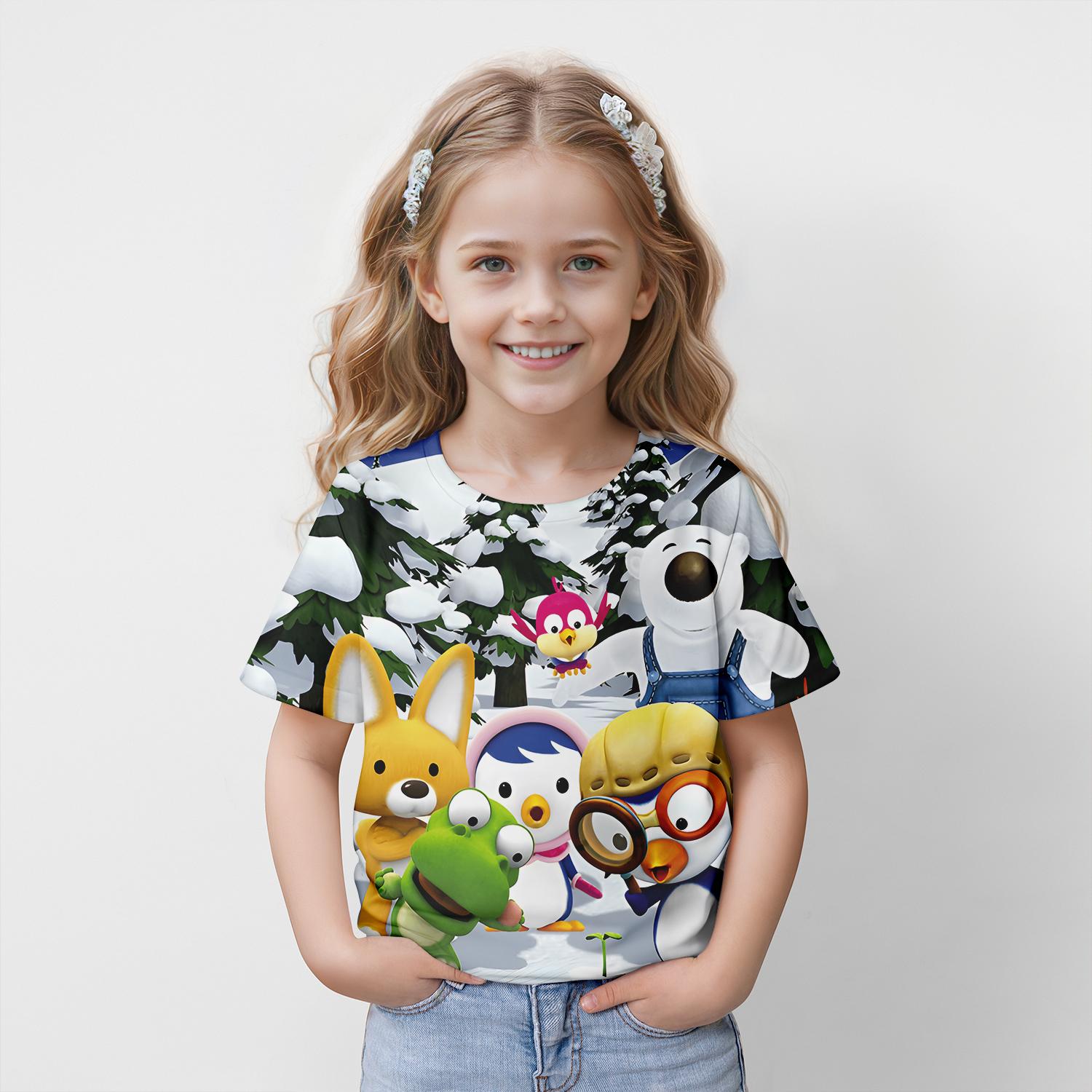 

Детская летняя футболка с рисунком для девочек, модная футболка с 3D-принтом, повседневный детский топ, повседневная одежда 2024 года 110