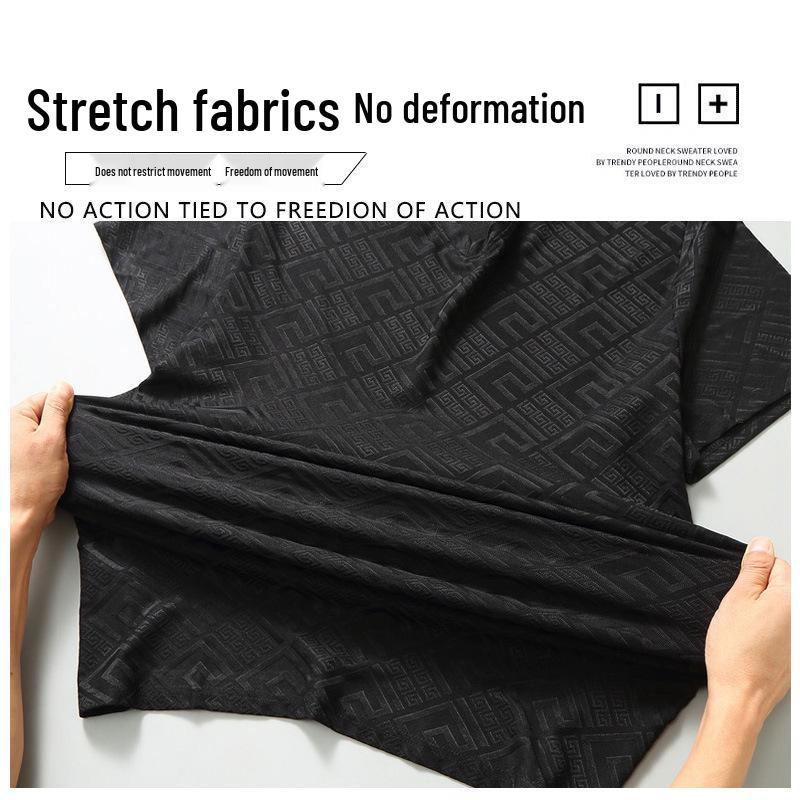 Men's Short-Sleeve Ice Silk Jacquard T-Shirt - High-End, Versatile Streetwear