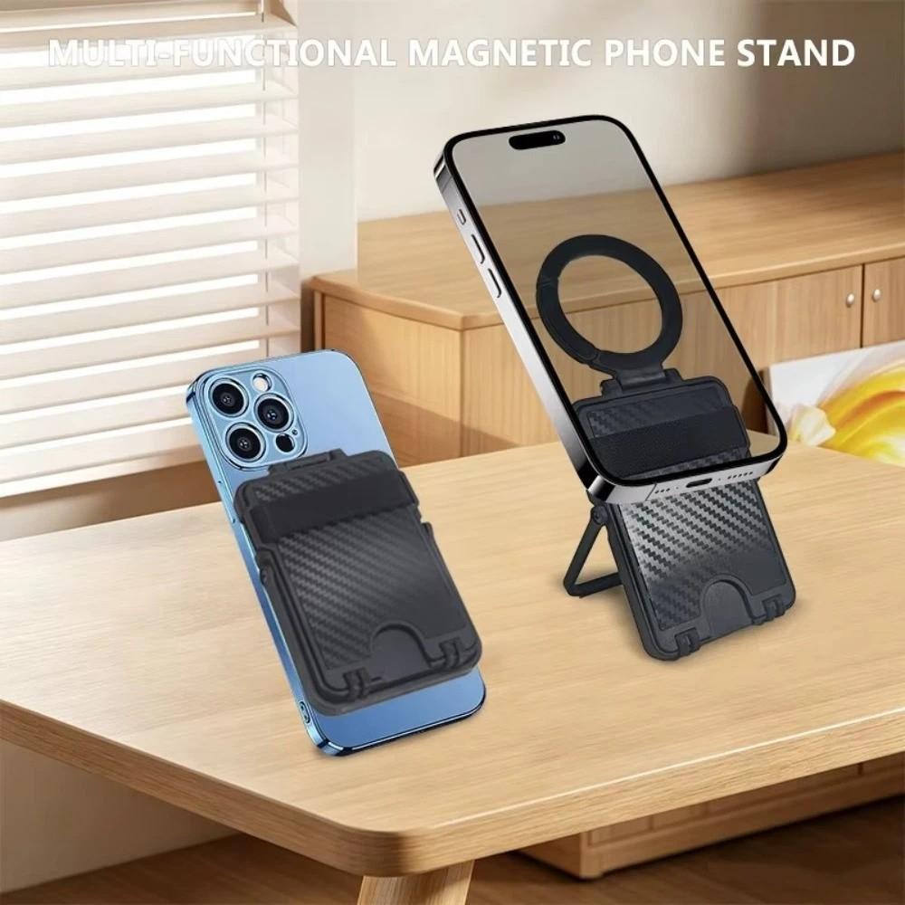 Foldable Phone Wallet Stand Carbon Fiber Texture Phone Card Stand  Mobile Phone