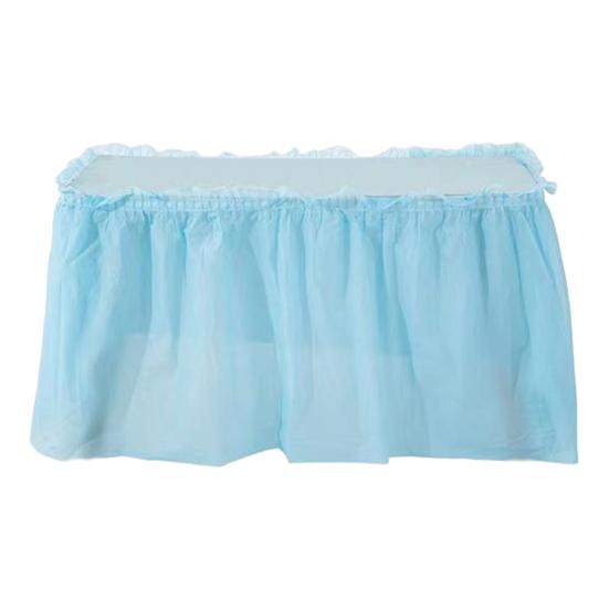 Disposable Waterproof Table Skirt with Adhesive Strip 420x70cm Heavy-Duty Plastic Cover for Wedding Birthday Party Easy Cleanup Elegant Event Decor