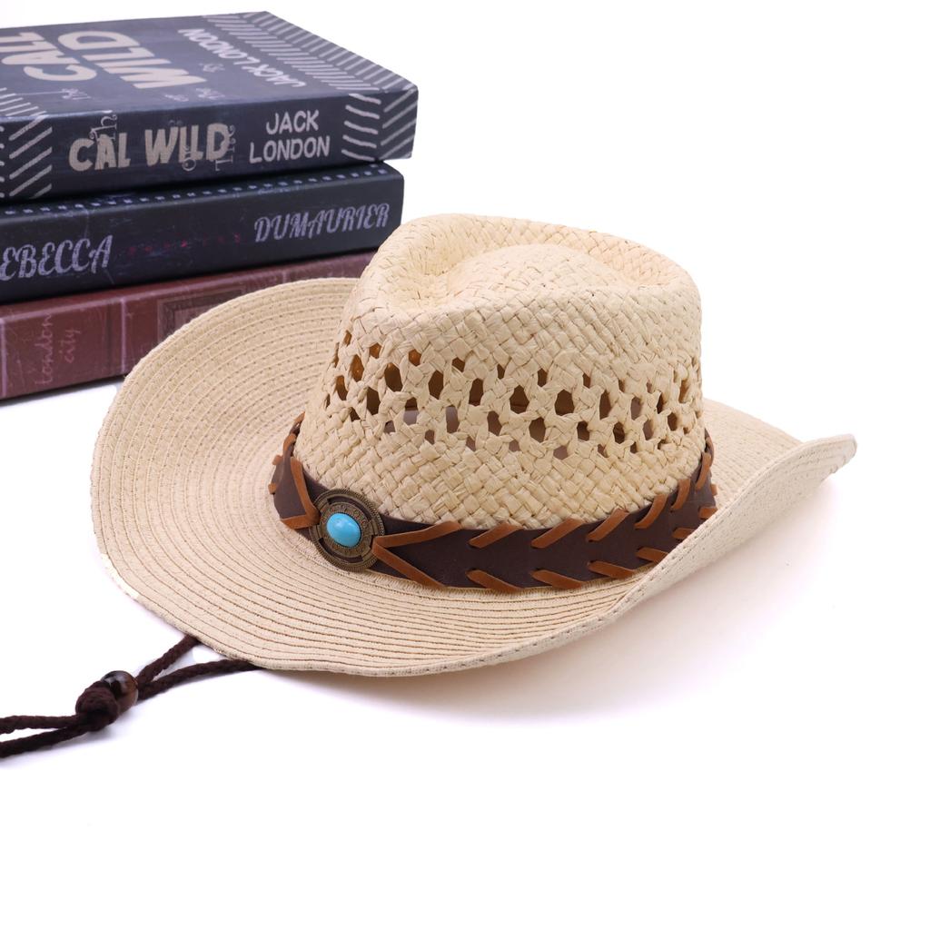 Dell Le European and American cowboy hats hollow woven straw hats women's big eaves sun protection visor summer hot spot