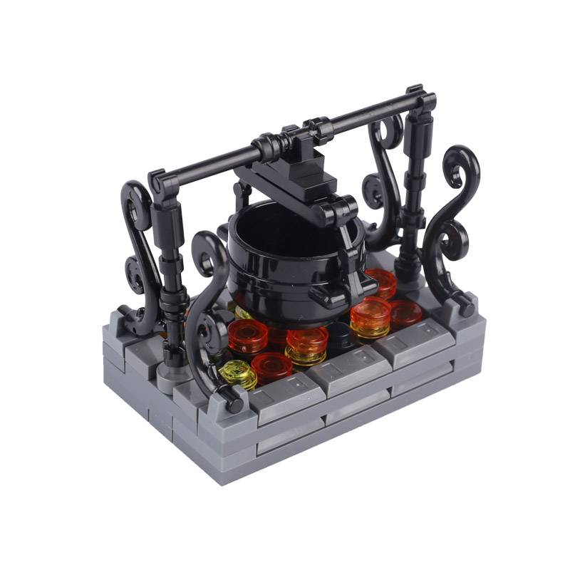 MOC Building Blocks Bonfire Flame Medieval Wine Bottle Accessories Set Candlestick Model Mini Brick Compatible Toy Gift DIY X019
