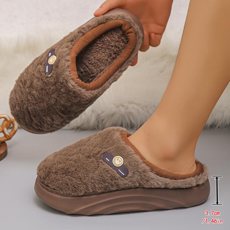 Fashion Winter Thick Sole Cotton Slippers Women Comfort Sole Sole Non Slip House Slippers Woman Inndor Warm Plush Platform Slides Shoes