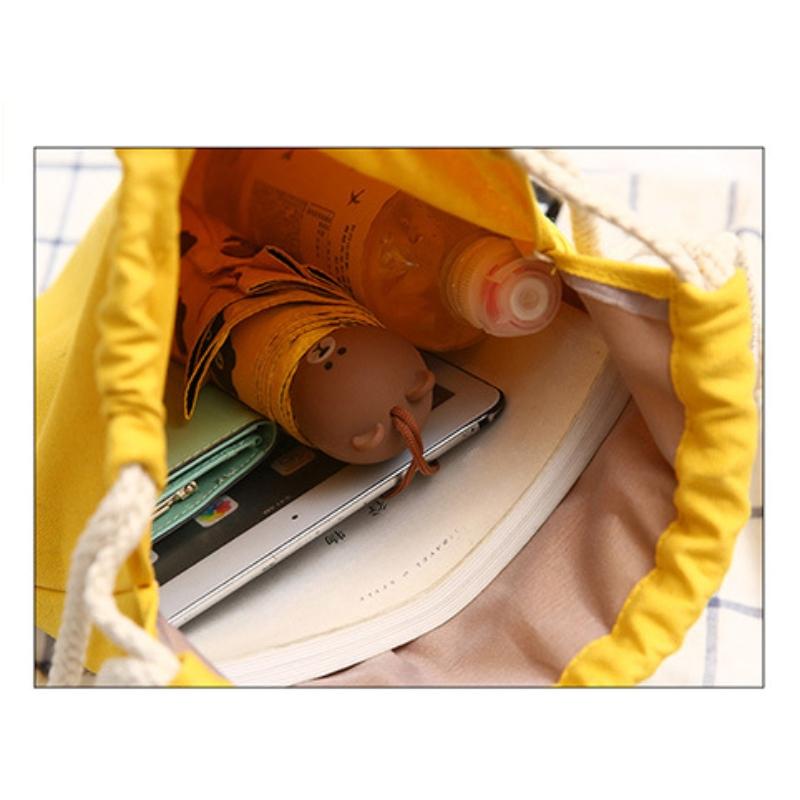 Solid Color Canvas Drawstring Backpack With Front Pocket And Rope Shoulder Straps For School Daily Travel Casual Student Storage Bag