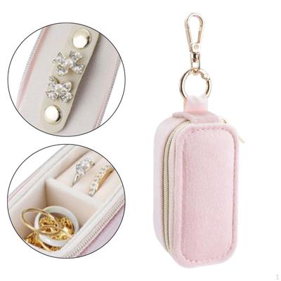 Mini Schmuckkästchen Schlüsselanhänger Schlüsselring Samt Schutz Aufbewahrungstasche Organizer Reisebox für