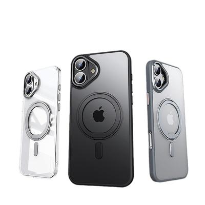 TM for IPhone 16 Magnetic Transparent Phone Case Rotating Stand Anti Drop for Apple 15PRO Protective Cover