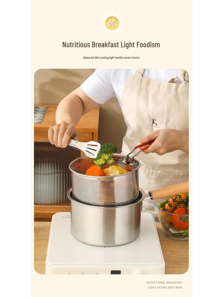 Multifunctional Mini Deep Fryer & Milk Pot with Frying Basket