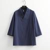 Mens Chinese Style Loose Cotton Linen Two Piece Set V Neck T Shirt Long Pants