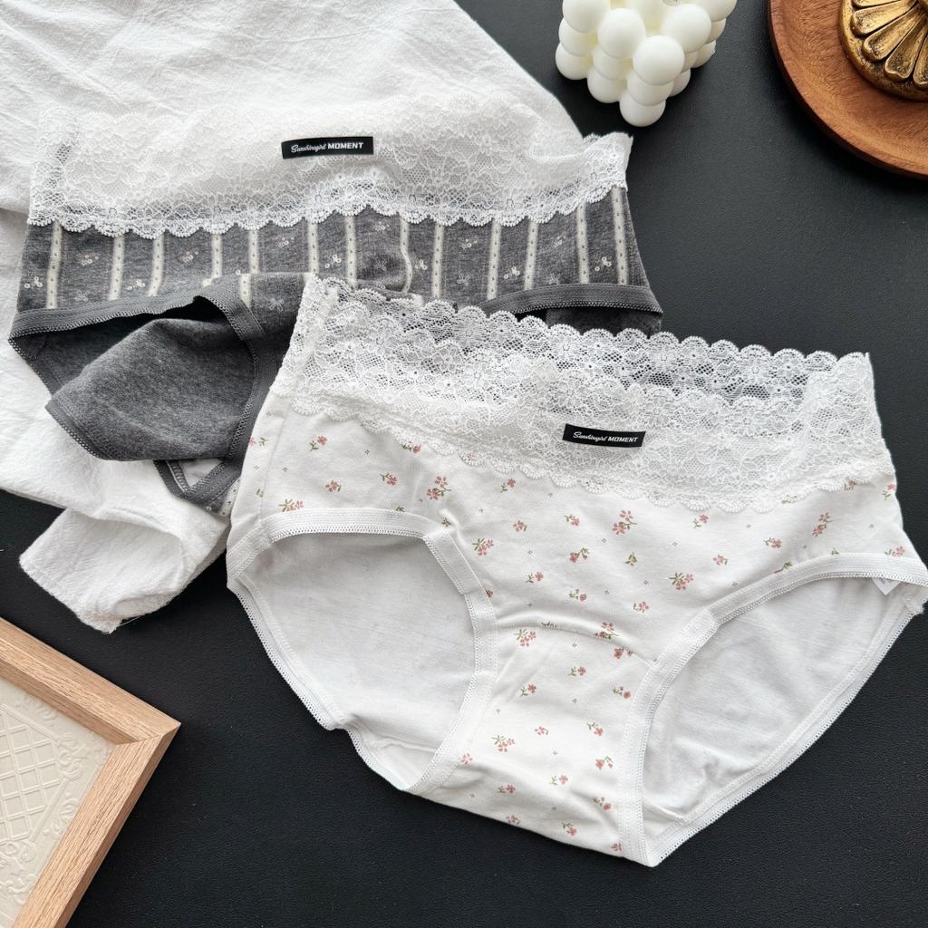 Ladies Spring and Autumn Casual Lovely Cotton Lace Edge Underwear