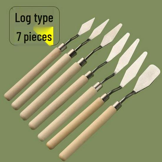 Stainless Steel Pigment Palette Knife Set for Oil Painting - Flat & Pointed Heads, Wooden Handles