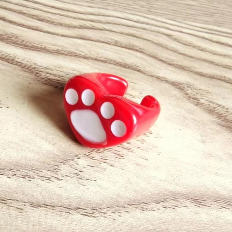 Resin Bear Paw Rings Casual Outfits Heart Open Rings Fashion Adjustable Finger Rings Personality Bear Paw Joint Rings