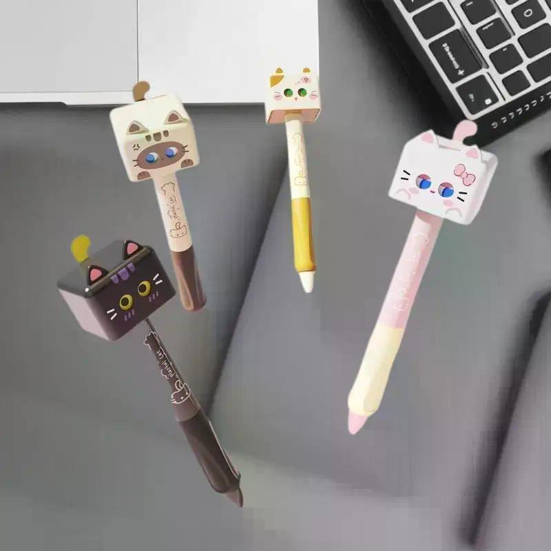 1/4Pcs Cute Cat Gel Pen 0.5mm Black Ink Smooth Ballpoint Pen Stress Relief Quick Drying Neutral Pen School Office