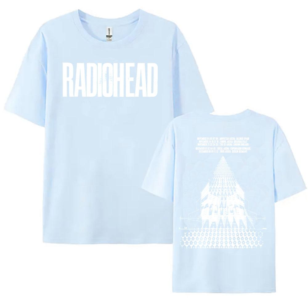 Rock Band Radiohead Tour 2025 Tshirts Cotton Fashion Short Sleeve Female T-shirt Casual O-neck Unisex Streetwear Printing Tees