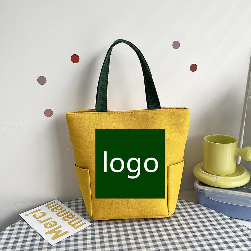 Patterned printed canvas bag, Japanese-style portable lunch box bag, handheld bento bag, multi-function bag