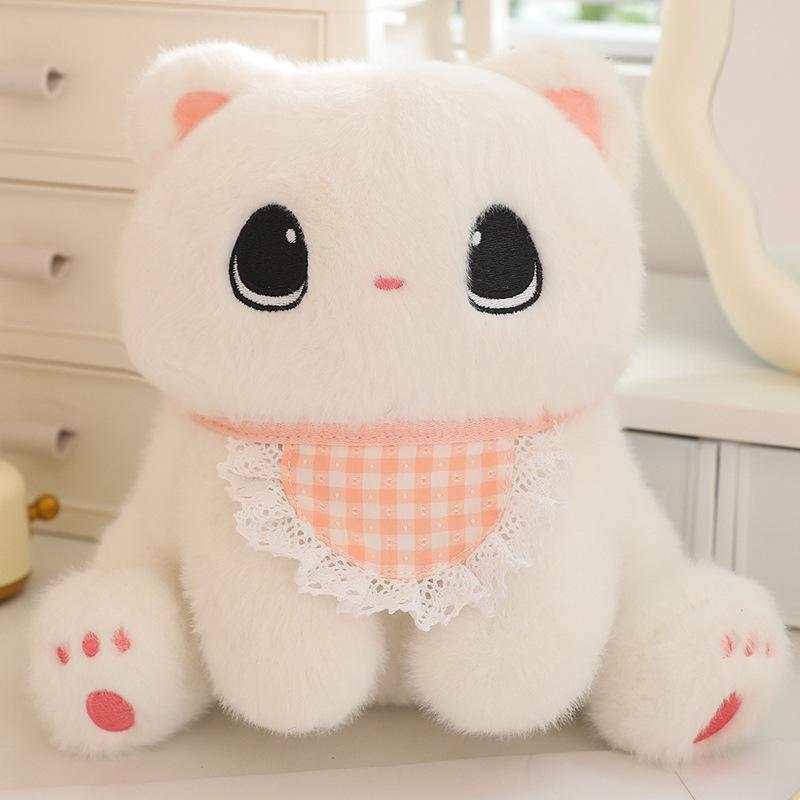 

Eyed Cat Big Plush Toy Soft Short Fur Cartoon Kitten Doll Kids Birthday Gift White Pink,20cm/7.87in