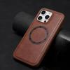 Genuine Leather Case with Magnetic Ring for iPhone 17 Pro Max/16 - Simple Anti-drop Protective Cover