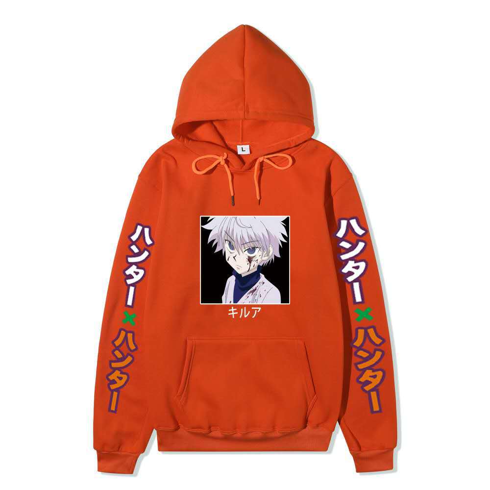 Hunter X Hunter Injured Killua Portrait Hoodie Color Japanese Sleeve Print Anime Hooded Pullover Sweatshirt