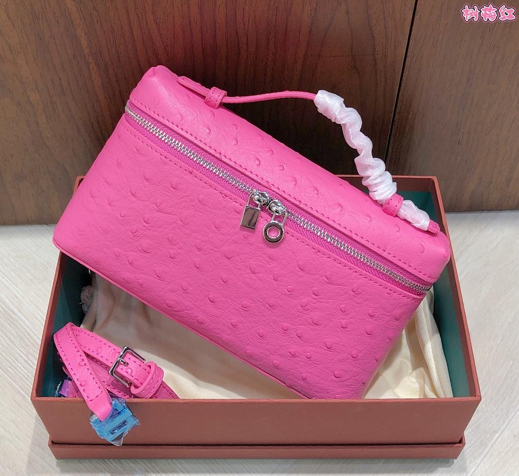 Top layer cowhide L19 ostrich pattern lunch box bag gigi same leather women's bag handbag simple shoulder crossbody bag