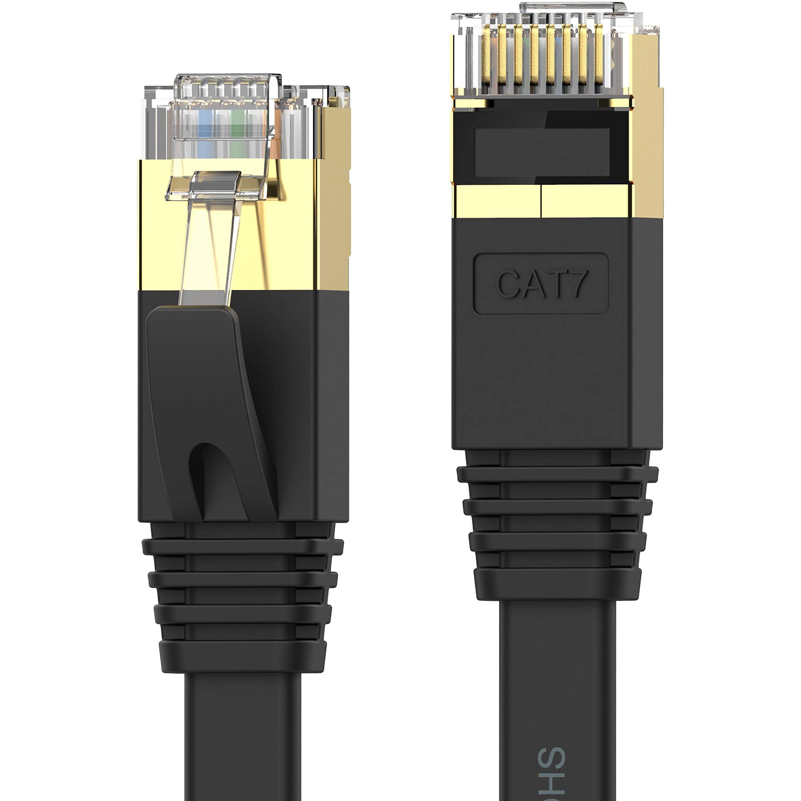 

Senetem LAN Cable 5m Ultra Flat Category 7 High Speed CAT7 Compliant Ethernet RJ45 Soft Slim Black Compatible with Modem Router PS3 PS4 PS5 Xbox чорний