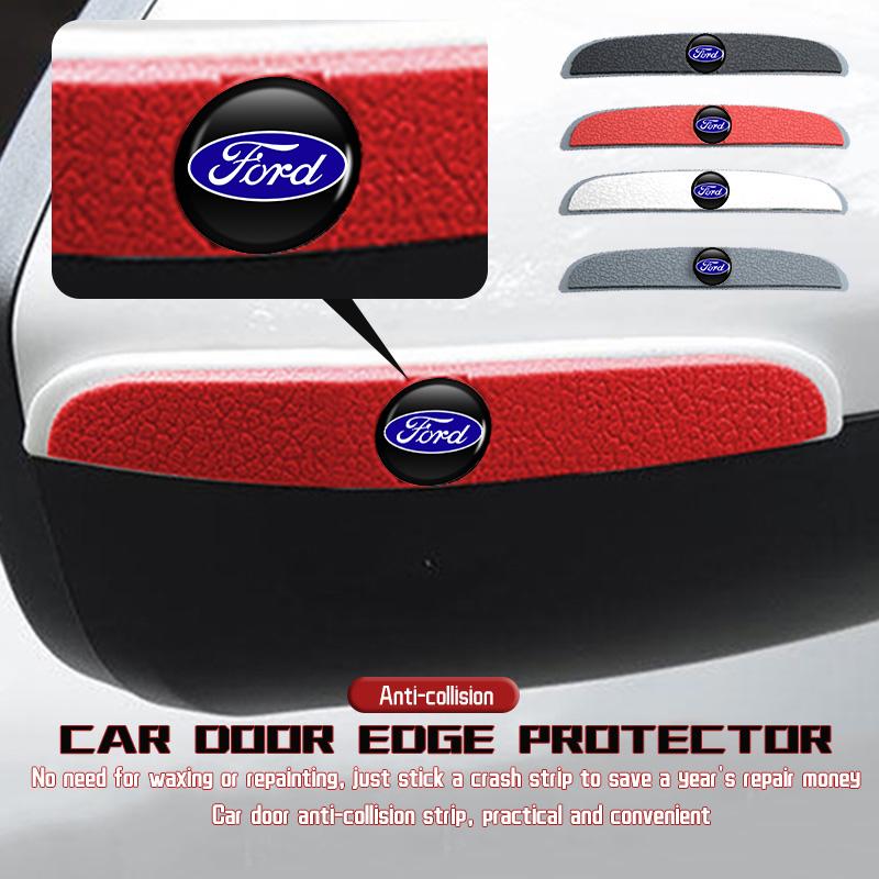 4PCS Car Emblem Door Edge Anti-collision Bumper Strip Protect Stickers For Ford Mk2 Mk3 Ranger Mondeo Mk4 S-MAX Kuga Mustang