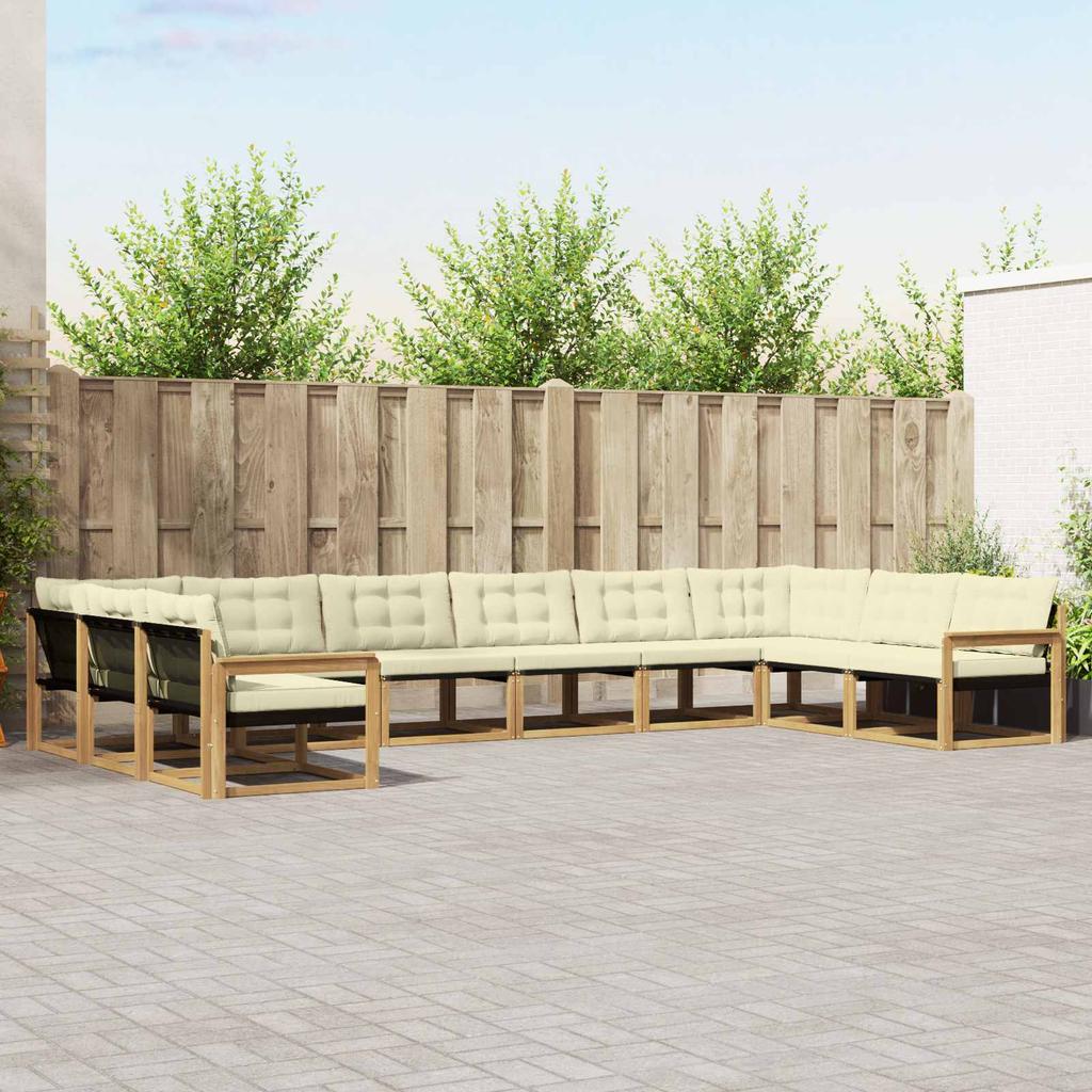 Outdoor Sofa Set with Cushions 10 pcs White and Cream