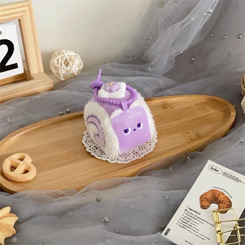 Urocza Kreatywna Pluszowa Lalka Zabawka Ciasto Biszkoptowe Swiss Roll Deser Brelok Wisiorek do Torby Ozdoby do Zawieszenia na Plecak Kluczowy Pierścień Prezenty Urodzinowe dla Dziewczynki
