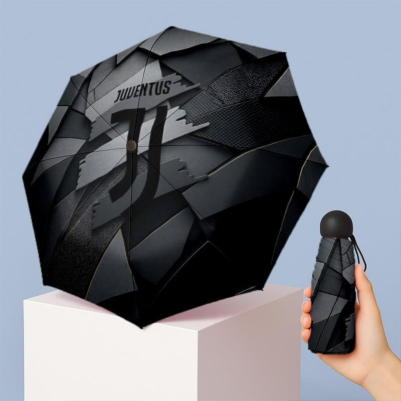 Ombrello Pieghevole Compatto Antivento Impermeabile Leggero con Stampa Pattern Juventus FC, Mini 5 Pieghe, 8 Stecche, Portatile