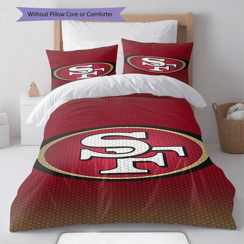 Biancheria da letto con motivo logo 49ers Decorazione per la casa Regalo di compleanno ( 1 copripiumino + 2 federe, senza imbottitura),merchandising per fan.