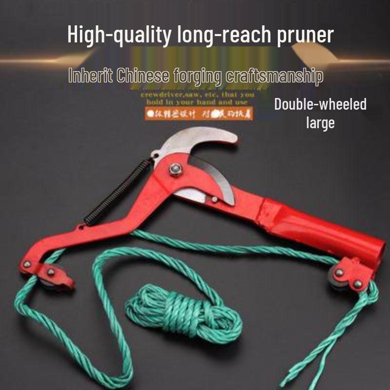 High-Altitude Labor-Saving Pruning Shears with Rope and Single Pulley for Tree Branches, Black
