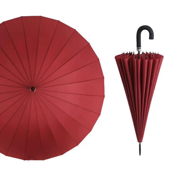 24 Bone Straight Handle Big Umbrella Water Blossom Umbrella Large Female Umbrella for Two Persons Long Handle Straight Umbrella Male Strong Rain