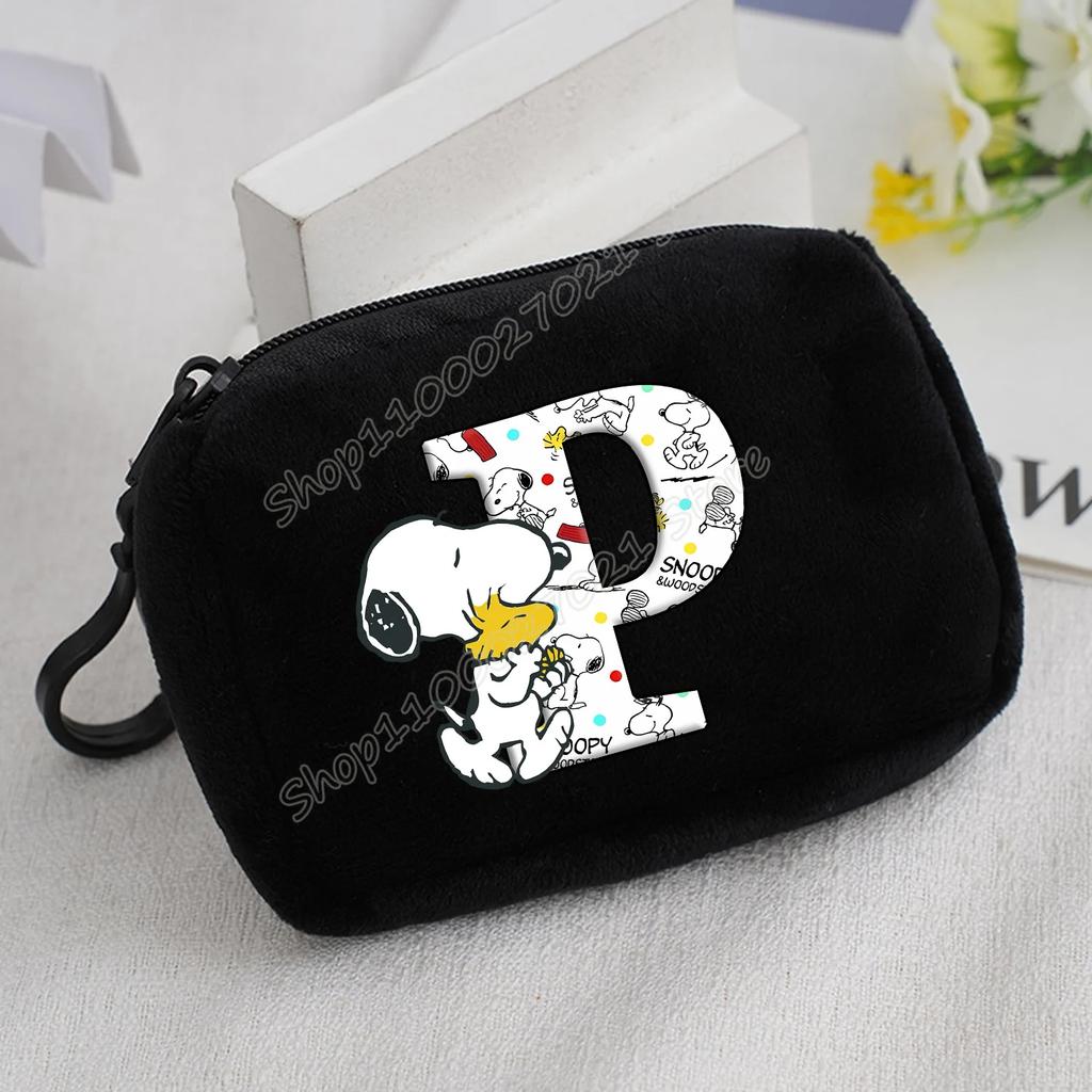 Snoopy Coin Purse Kawaii Cartoon Mini Wallet Man Woman Zipper Purse Fashion Anime Black Money Card Storage Bags Birthday Gift