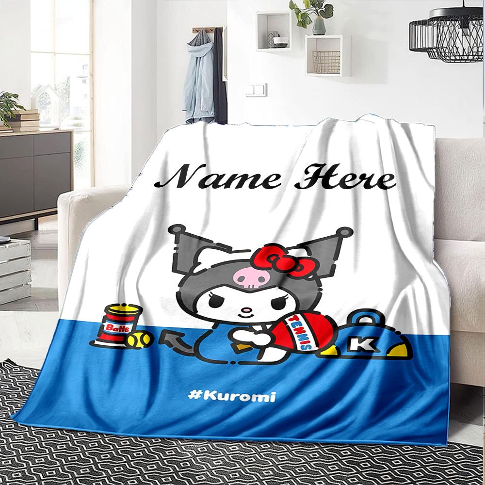 Customizable Kuromi2 Throw Blanket – Personalized Name, All-Season Cozy Snug Blanket, Machine Washable, Personalized Blanket