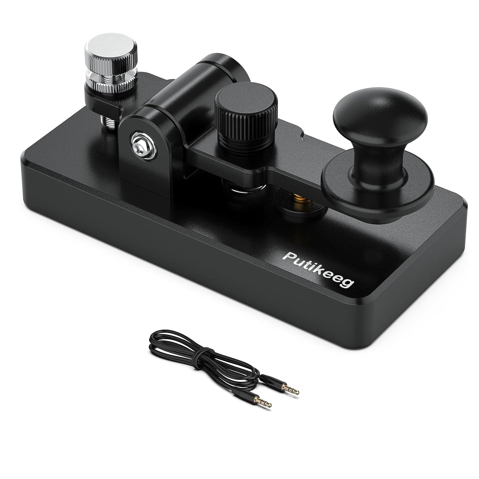 PUTIKEEG Codice Morse CW Key Radio amatoriale CW Morse Electric Key Paddle Codice Morse Practice Machine Lega di alluminio Morse Practice Key Codice Morse Key