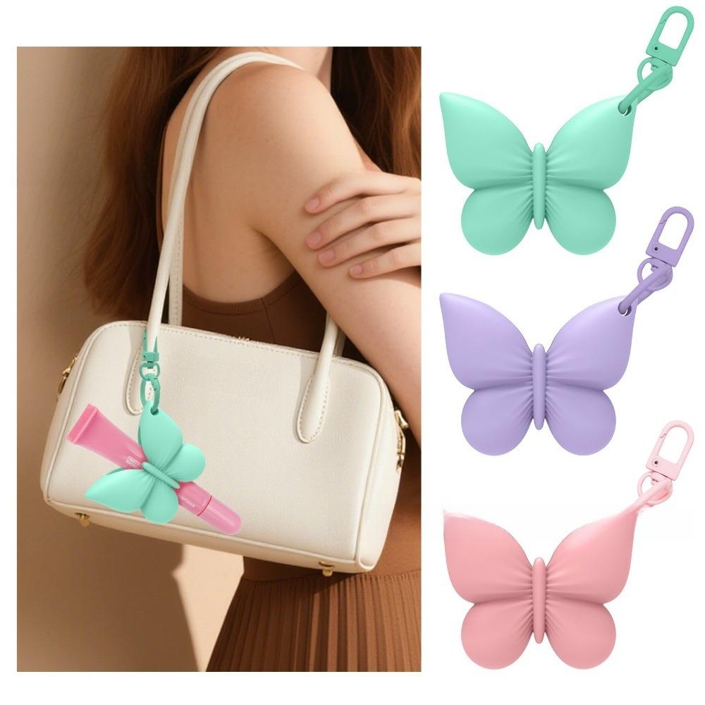 Cute Lipstick Keychain Organizer Makeup Accessory Holder Silicone Lip Gloss Holder Cosmetic Bag
