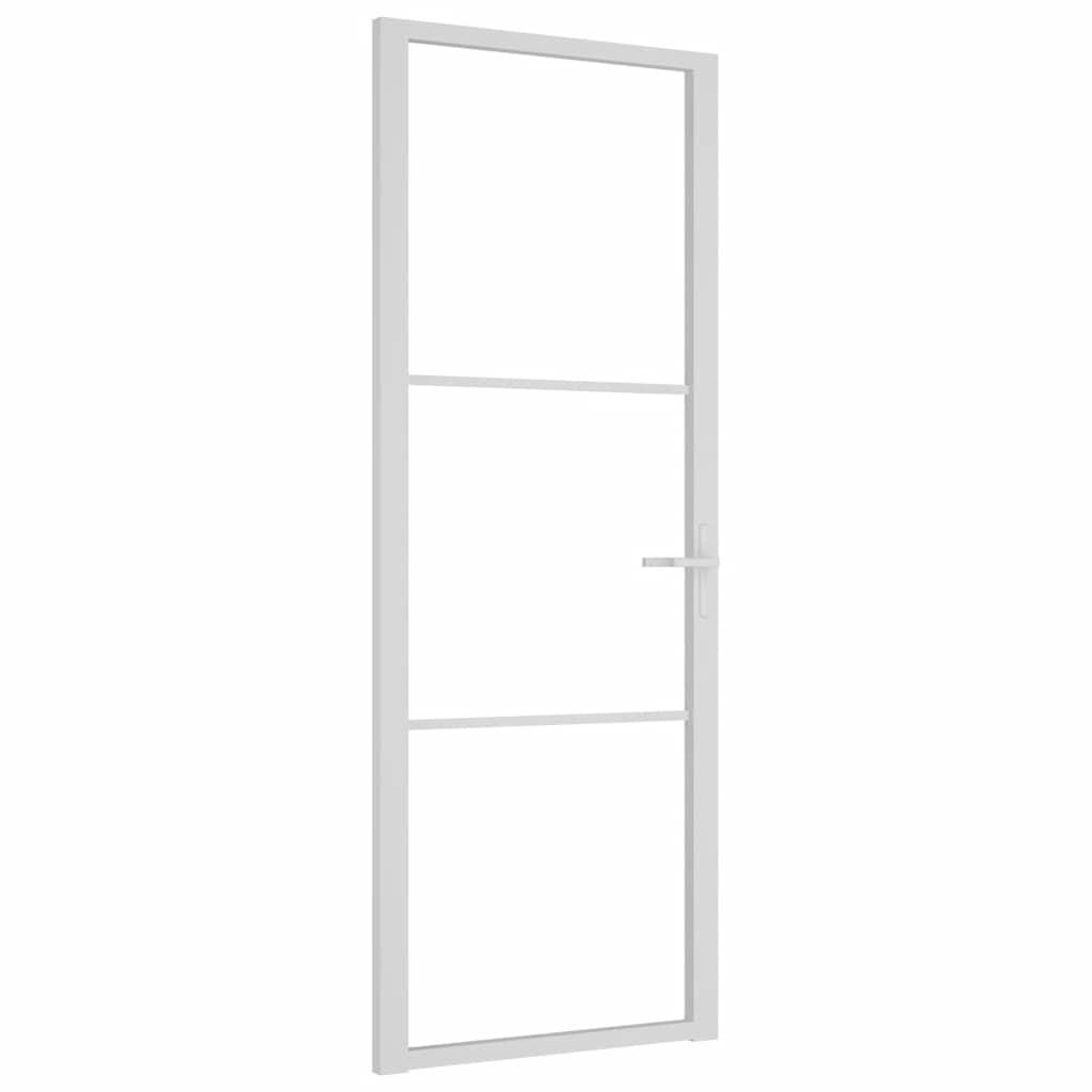 Vidaxl Drzwi Wewnętrzne, 76X201,5 Cm, Białe, Szkło Esg I Aluminium