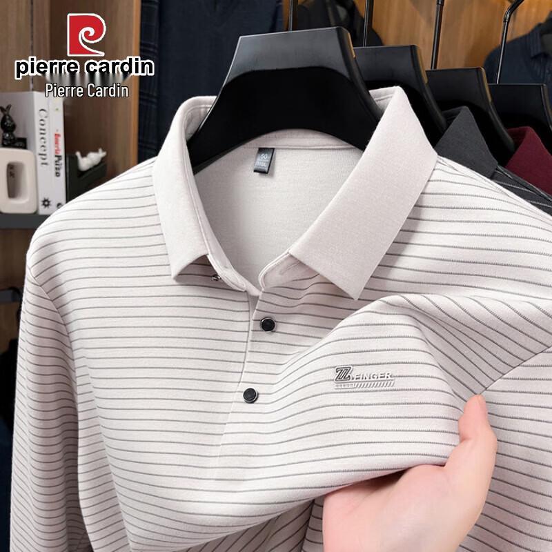 Pierre Cardin Men s Striped Lapel Long Sleeve Polo T-shirt M