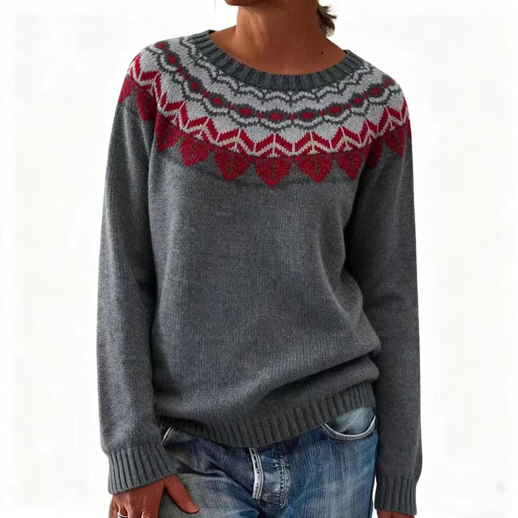 European & American Chunky Knit Jacquard Women's Sweater - Acrylic, Thickened for Autumn/Winter  
