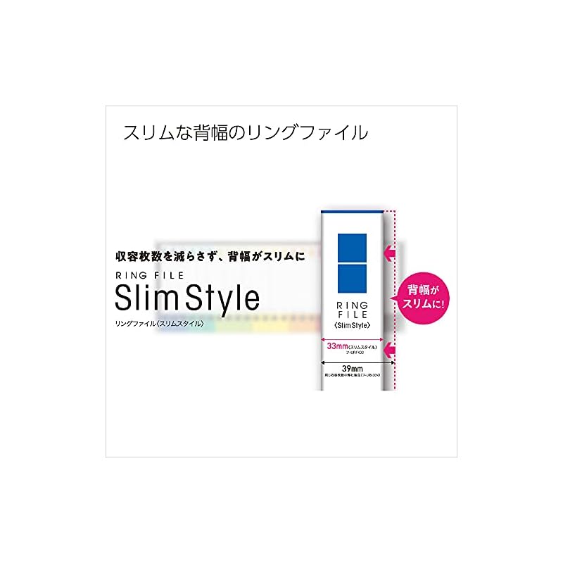 KOKUYO Slim Ring File, 2-Hole, A4, 180-Sheet Capacity, Yellow-Green, Model Number: URF420YG. Dimensions: H307 X W243 X D27mm / 2 Holes, Ring Inner