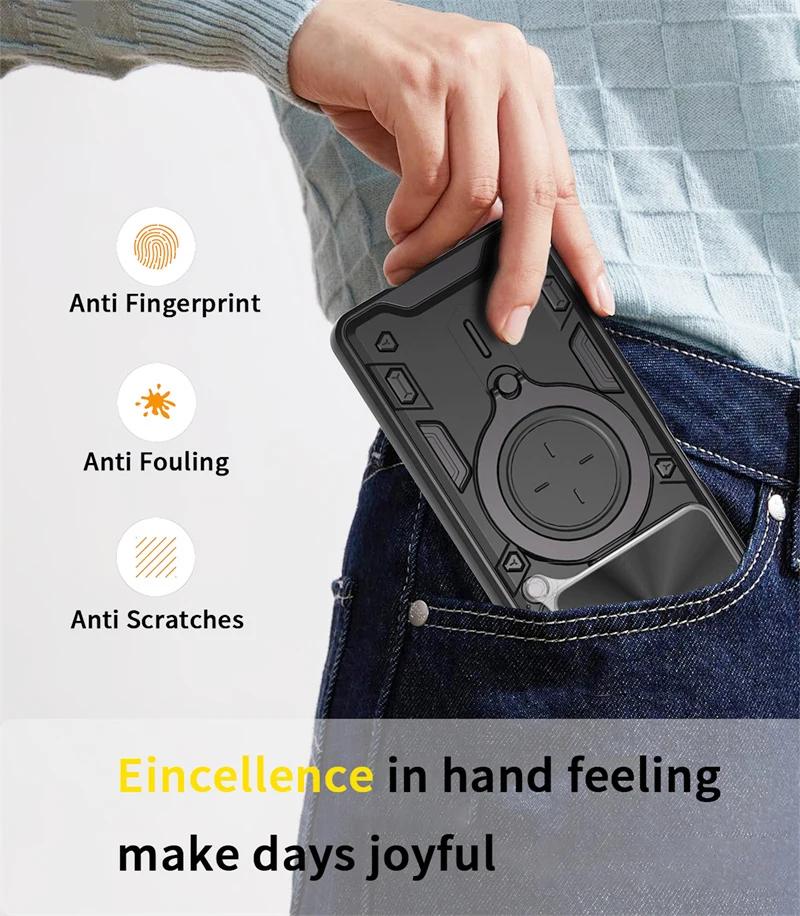 For OPPO A5 Pro 5G Case Slide Lens Protector With Ring Magnetic Holder Back Cover for Oppo oppo A5Pro 5G Armor Silicone PC Funda