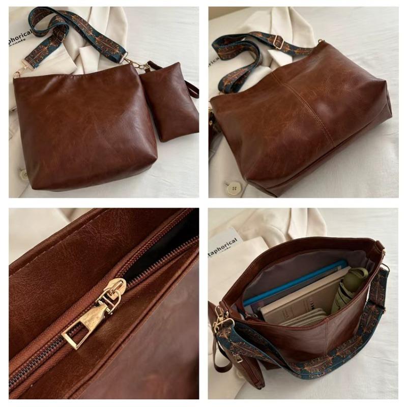 Cheap new fashion portable shoulder women's bag large capacity bucket bag solid color versatile mother and child bag leather