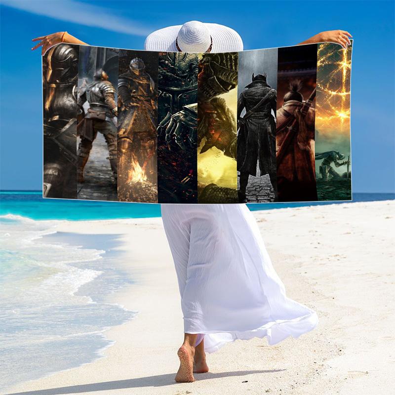 DARK SOULS Print Beach Towel, Large Soft Quick Dry Towel for Beach Camping Swimming