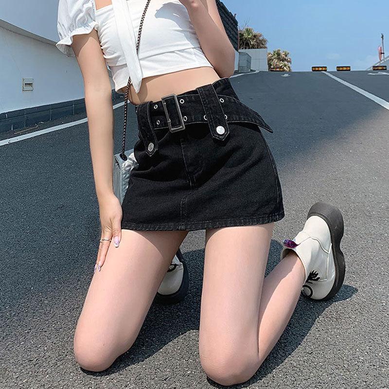 

Классическая Универсальная Носимая Прочная Черная Юбка с высокой талией Тонкая Сексуальная А-силуэта Юбка-бюстье Брюки Юбка с облеганием бедер Женская Летняя Мода Джинсовая Короткая Юбка 2XL чёрный