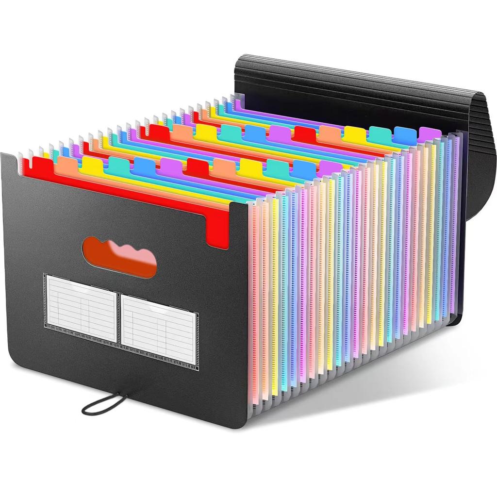 Rainbow Color A4 Size 13-Pocket Expanding File Folder Organizer with Labels PP Material Office Supplies