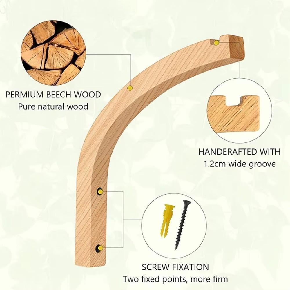 2pcs Hanging Decor Natural Wood Wall Plant Hangers Hook Design Hanging Bracket Hanging Flower Pot Flower Bracket Home Decor