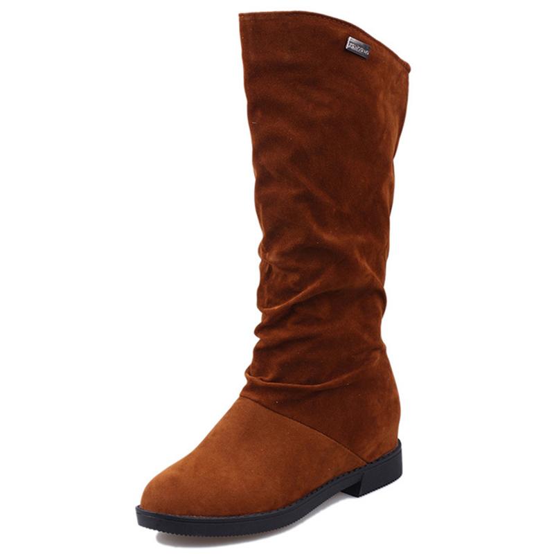 Otoño Primavera Botas de Mujer Mate Flock Botas Rojas para Altura Aumento  De Tacón Bajo Zapatos de Mujer Media Pantorrilla Alta Moda Calzado de Mujer  comprar a buen precio — entrega gratuita,