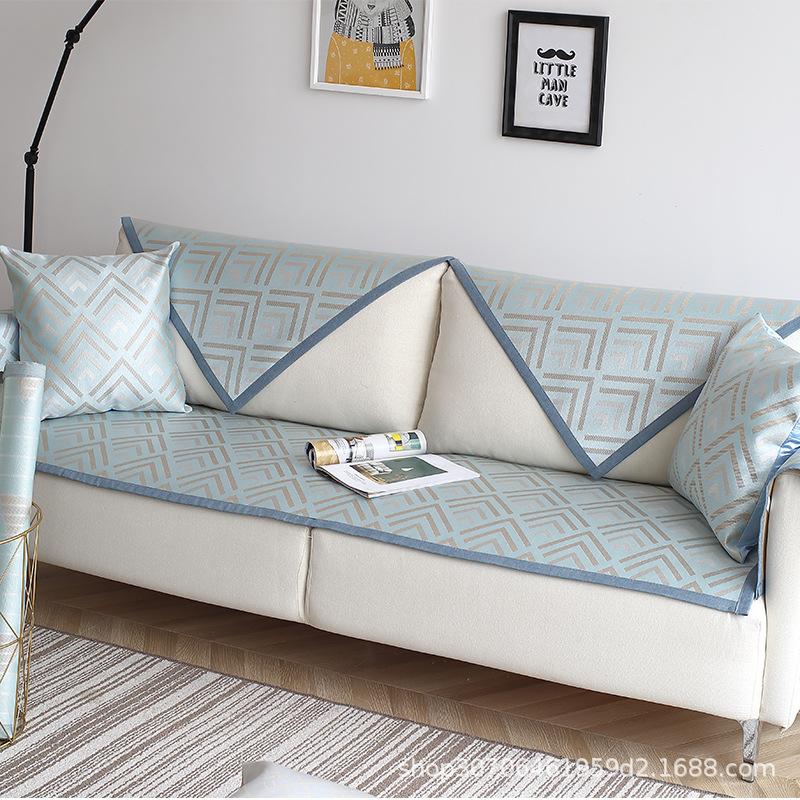 Sofa Cushion Summer Mat Non-Slip Ice Silk Rattan Mat Summer Living Room Cool Cushion Sofa Cover Cover Cloth