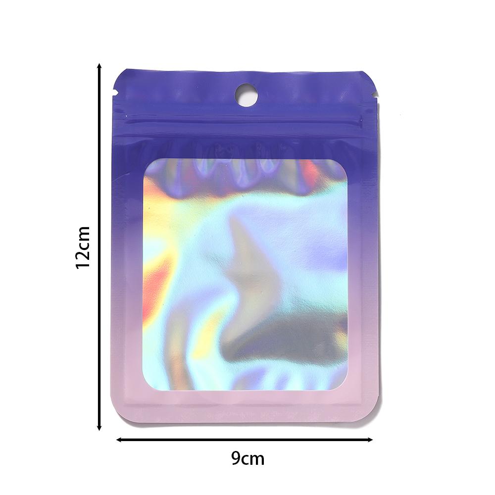 50pcs Thicken Ziplock Bags Gradient Holographic Laser AB Color Plastic Pouch for DIY Jewelry Storage Pouch Zip Lock Bag