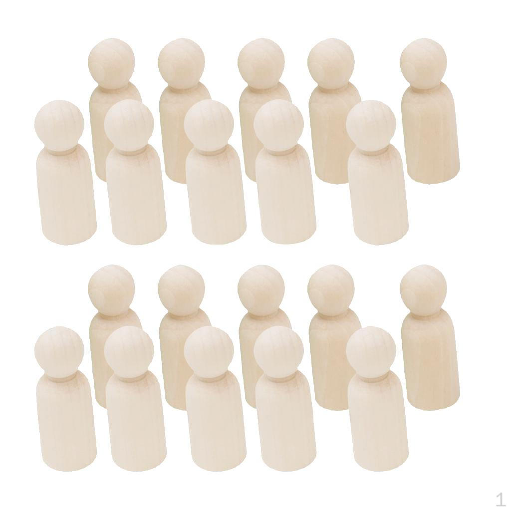 20Pcs DIY Unfinished Wooden Peg Dolls Cake Topper Natural children toy