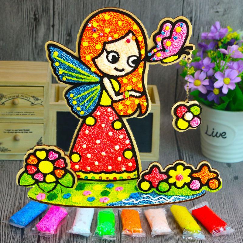 3D Wood Snowflake Clay Painting Children DIY Creative Colorful Mud Painting  Board Art Painting Tool Child